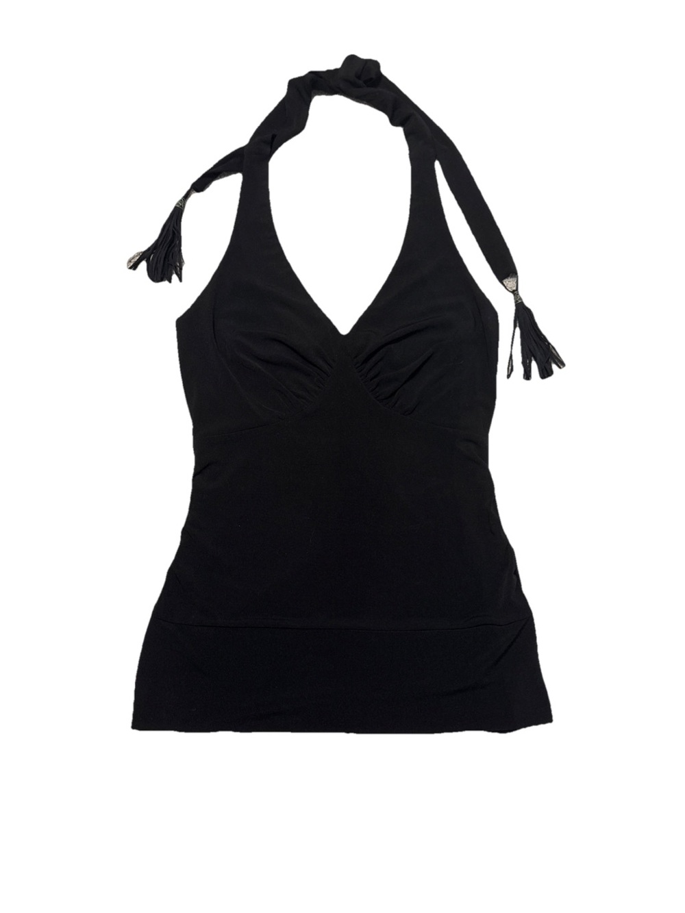 Y2k Bisou Bisou Black Babydoll Tassel Straps Halter Top Fairycore Whimsigoth